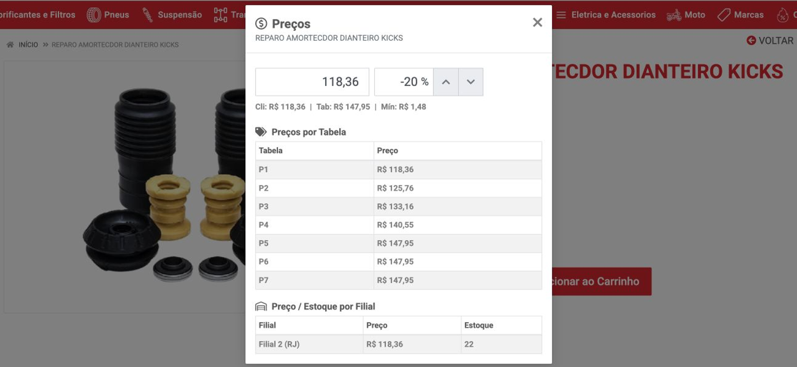 Desconto flexível com valor, percentual, preço do cliente, preço de tabela, limite mínimo, referências por tabela e estoque da filial